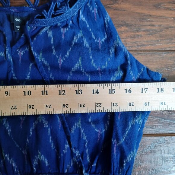Gap Fit & Flare Dress Womens Medium Blue Chevron Western Sundress Cowgirl - Picture 8 of 9